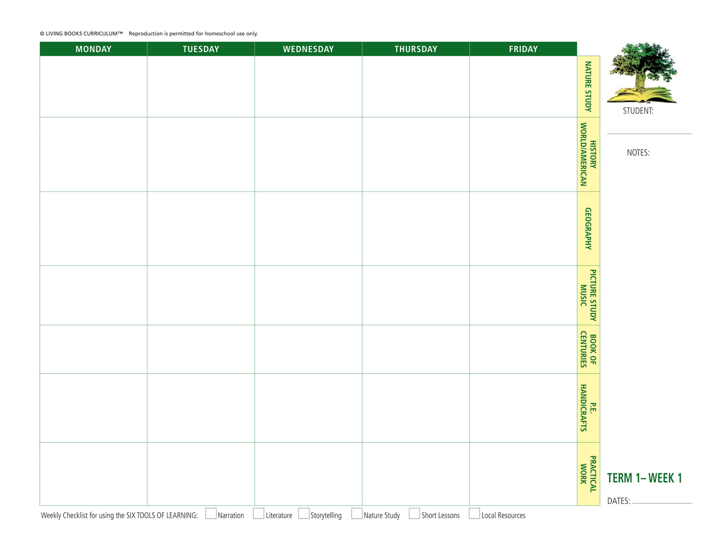 Living Books Press 36-Week Homeschool Planner