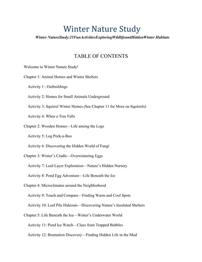 Winter Nature Study: 25 Fun Activities Exploring Wildlife  and Hidden Winter Habitats