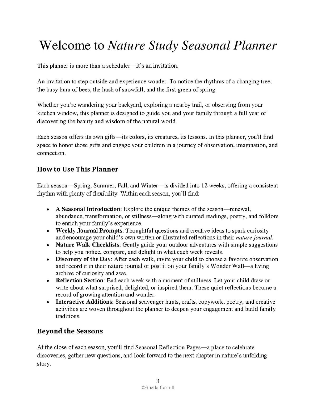 Nature Study Seasonal Planner: Weekly Prompts, Nature Walks, Copy Work & Yearly Plan